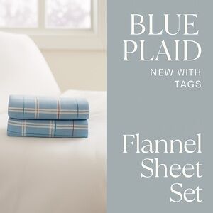 Cozy Blue Checkered Flannel Sheet Set